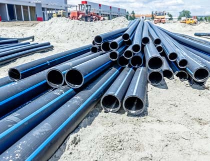HDPE Pipe On Construction Site